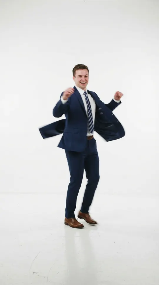 Role B of the oh you can make it cap meme: a person spinning in place in a white studio